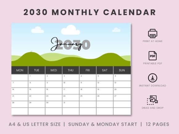 Download 2030 Monthly Custom Canva Frame Calendar - Calendar Collection