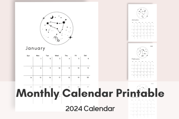 Download Minimalist Monthly Zodiac Calendar 2024 - Calendar Collection