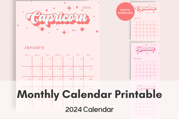 Download Retro Monthly Zodiac Calendar 2024 - Calendar Collection