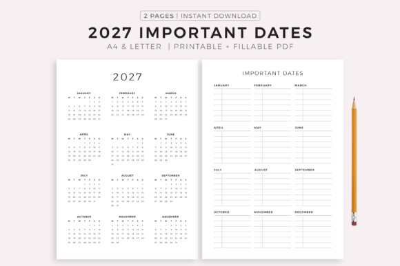 Download 2027 Calendar and Important Dates - Premium Resources