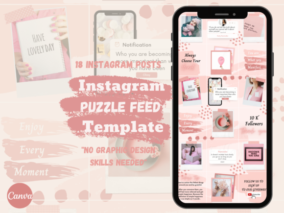 Download Elegant Pink Instagram Puzzle Template - Instagram puzzle Collection