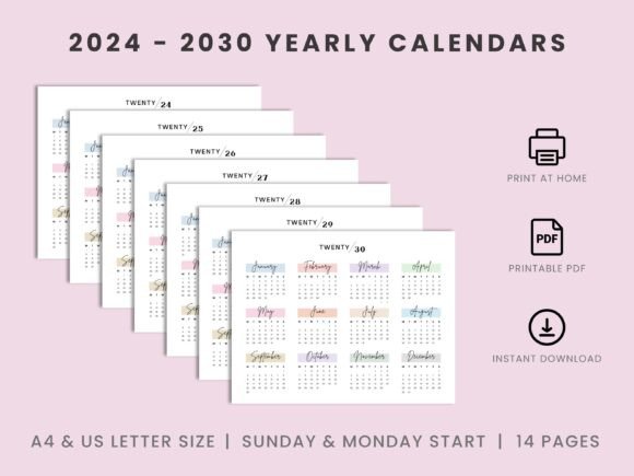 Download 2024 - 2030 Yearly Landscape Calendars - Calendar Collection