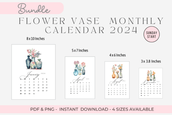 Download Flower Vase Monthly Calendar 2024 - Calendar Collection