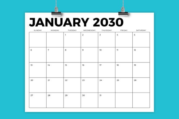 Download 2030 8.5 X 11 Inch Bold Calendar - Calendar Collection