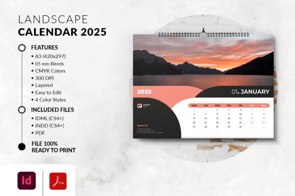 Download Landscape Calendar 2025 Template - Calendar Collection