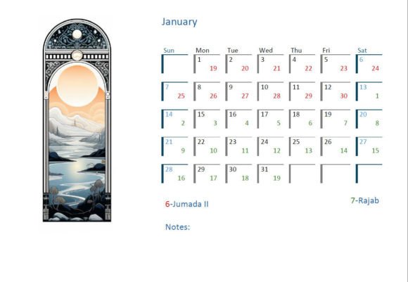 Download Gregorian and Hijri Calendar 2024-1445 - Calendar Collection