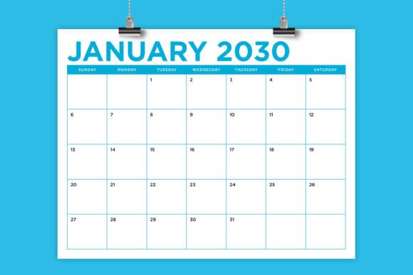 Download 2030 8.5 X 11 Inch Bold Color Calendar - Calendar Collection