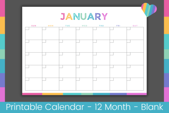 Download Colorful Blank Calendar Printable - Premium Resources