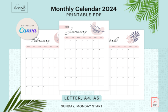 Download Canva Monthly Calendar 2024 - Calendar Collection