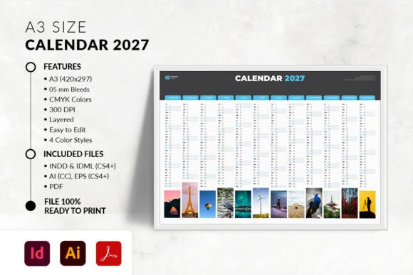 Download A3 Landscape Calendar 2027 - Calendar Collection