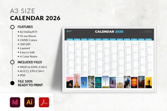 Download A3 Landscape Calendar 2026 - Calendar Collection