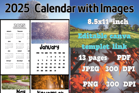 Download 2025 Calendar Template with Nature Image - Calendar Collection